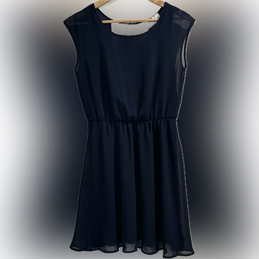 Miami Women's Sleeveless Dress Round Neck Pleated Belted Chiffon Summer Dress